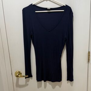 VENUS Deep Blue Long Sleeve V-Neck Top